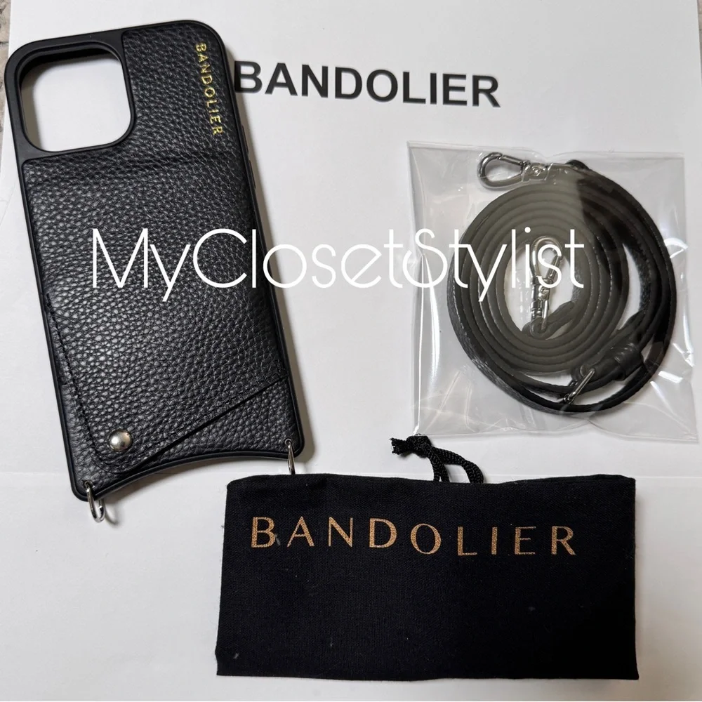 BANDOLIER 13 Pro Max iPhone Wallet Case Crossbody Set New! RARE SILVER unisex